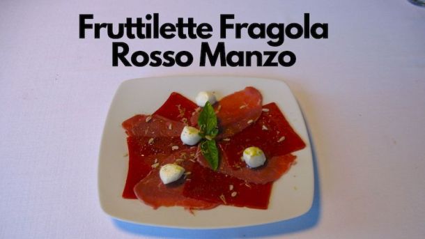 Carpaccio di Manzo con Fruttilette Fragola, basilico, scorza di limone